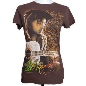 Bob Marley T-Shirt Womens Zion Rootswear Brown Size Medium